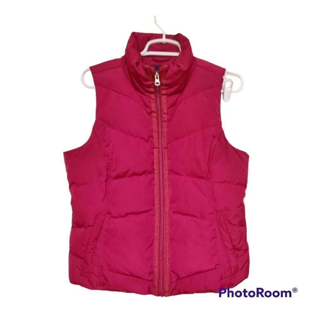 Lands End Small Fuchsia 80% Down Puffer Vest Zip Front